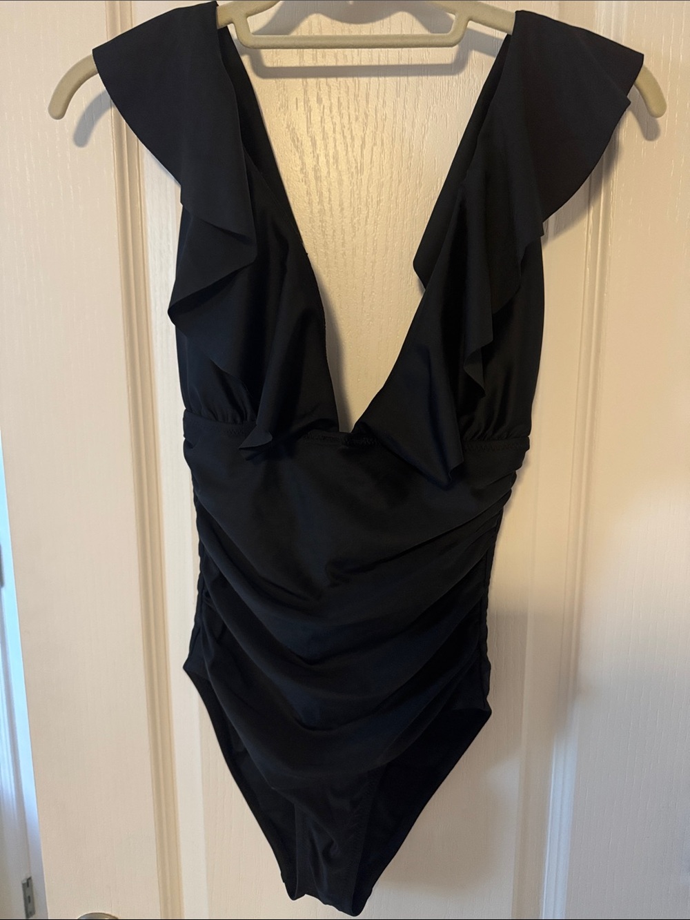 NWT JCrew Black Ruffled One-Piece Swim